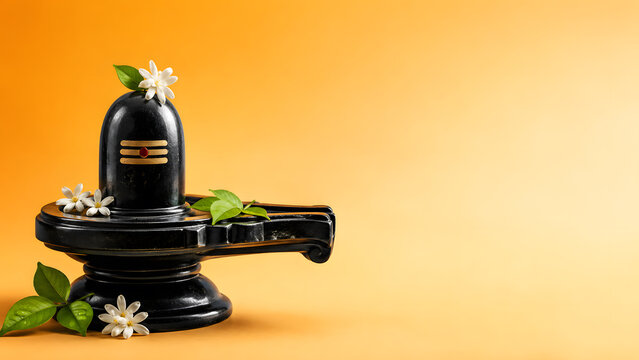 shiva lingam, lord mahadev photo with copy space for poster and banner
