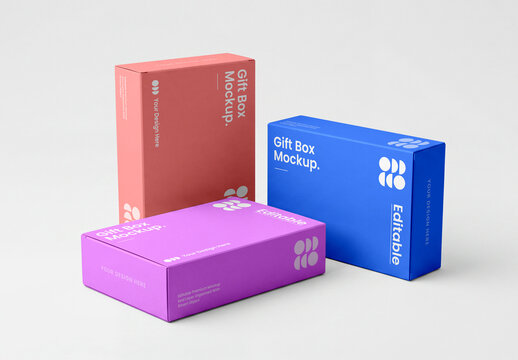 Gift Box Packaging Mockup Set