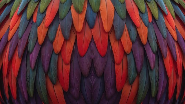 Close up of vibrant parrot feathers. Nature texture background.