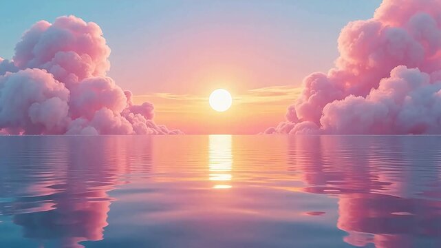 Golden sunset over calm ocean