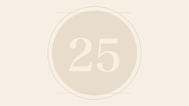 Beige 30 second japanese style countdown timer from 30 to 1 with kanji numerals, zen minimal