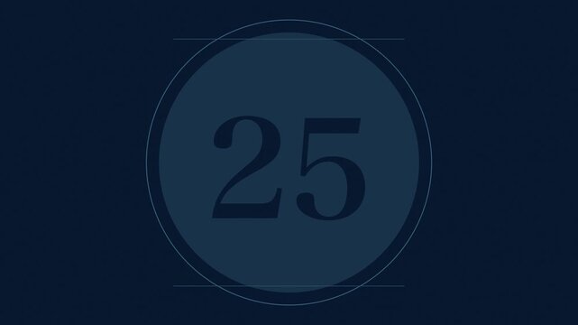 Blue 30 second japanese style countdown timer from 30 to 1 with kanji numerals, zen minimal