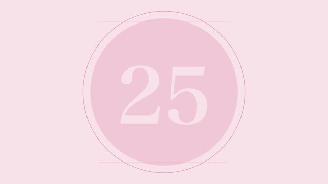 Pink 30 second japanese style countdown timer from 30 to 1 with kanji numerals, zen minimal