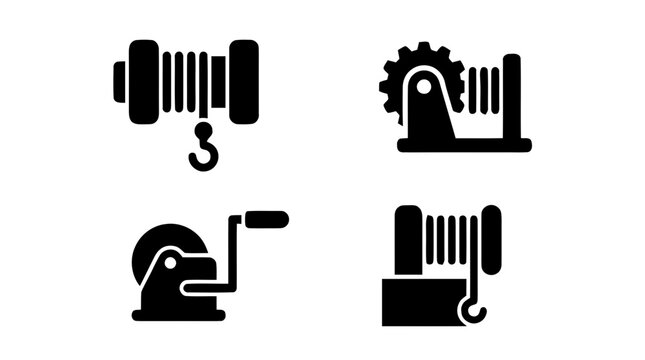 Minimal rounded crank vector icon set
