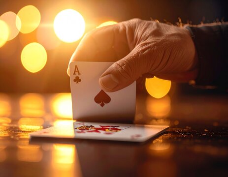Primer plano de una mano sacando una carta de una baraja concepto de incertidumbre