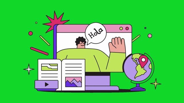 Man Sitting on Window Frame Vector Animation Green Screen | Cartoon Character Motion Graphics 4K