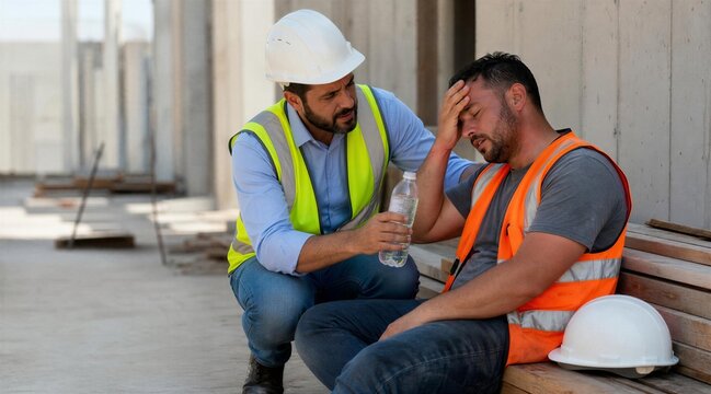 Construction Worker Heat Stress First Aid on Site