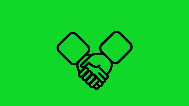 Handshake Vector Animation Green Screen | Business Partnership Motion Graphics 4K