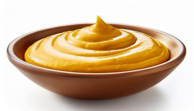honey mustard sauce in bowl isolated on white background