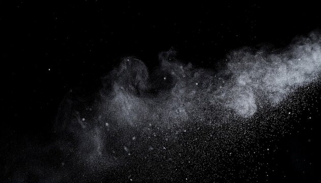 natural dust particles flow in air on black background