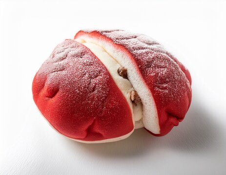 red and white chigiri bubble bread pull apart bread on white background