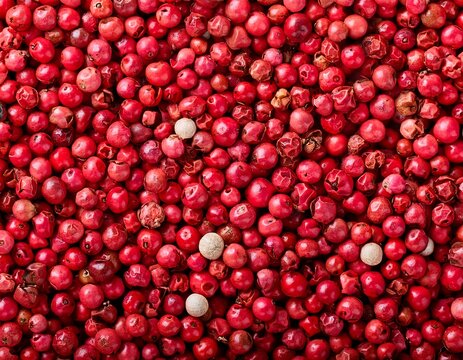 pink peppercorns background top view