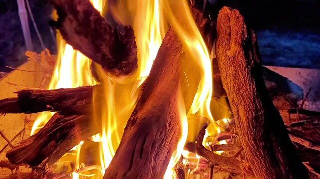 bonfire in the desert. Karakum, Turkmenistan	