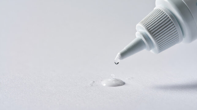 Antifungal cream drop on clean surface with bright minimalist studio lighting and soft shadow, healing concept in macro closeup