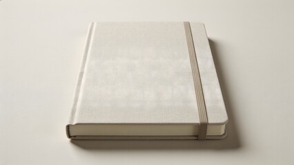 Fototapeta premium Premium linen hardcover notebook with blank cover and elastic band isolated on white background
