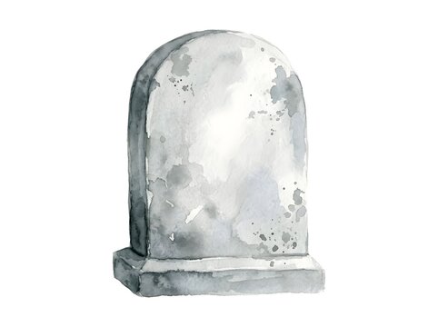 Spooky Watercolor Blank Tombstone Illustration for Halloween