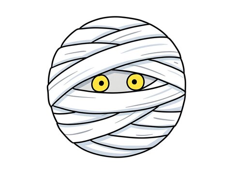 Cute Cartoon Mummy Head Vector Illustration for Halloween