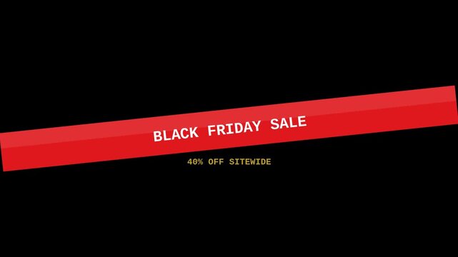 Black Friday ribbon banner sweep sale animated alpha