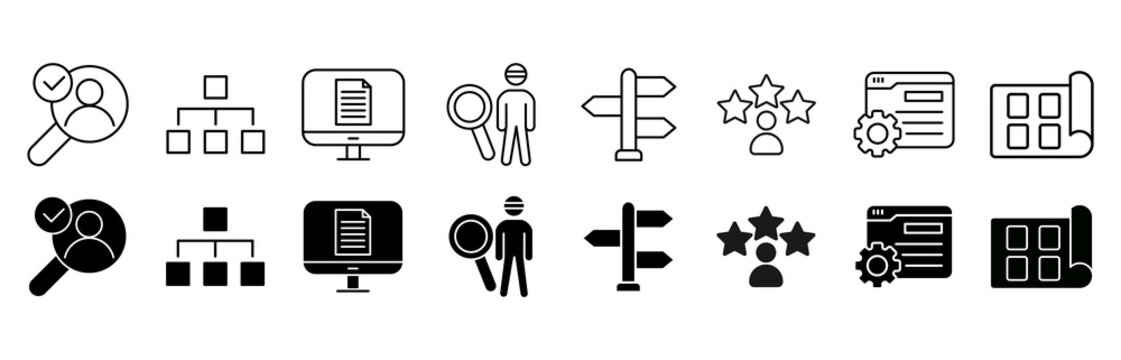 UX design icon set. contain usability and user research vector illustration concept