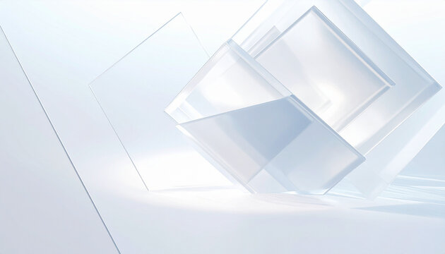 Transparent Plastic Container on White Background.