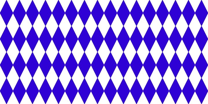 Royal blue and white diamond seamless pattern background. Geometric harlequin rhombus  texture.