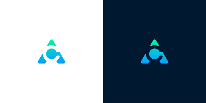 Abstract Letter AC Monogram Logo Template in Blue and Green Color Gradient