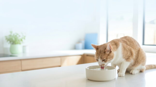 Cat drinking water to stay hydrated during summer heat