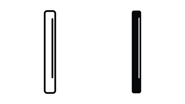 Set of two vertical rectangle progress bar icons, outline and solid style, minimalist design elements for user interface, web and mobile application