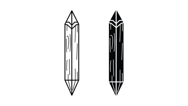 Double pointed wooden stake vector icon set line art and glyph style illustration of wood pegs or sharpened wooden logs