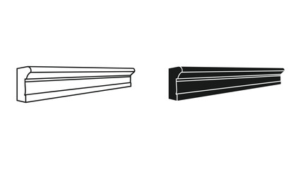 Set of two architectural molding profiles, realistic 3d vector illustration of decorative wooden trim for interior design, isolated on white background © Shahriyar