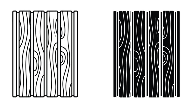 Wooden fence texture, vector illustration of wood planks, seamless pattern of vertical boards, rustic timber background