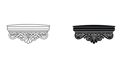 Decorative architectural corbel or bracket with ornate floral carvings, vintage style wall support element for interior design © Shahriyar