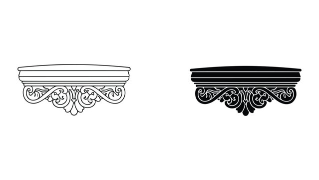 Decorative architectural corbel or bracket with ornate floral carvings, vintage style wall support element for interior design