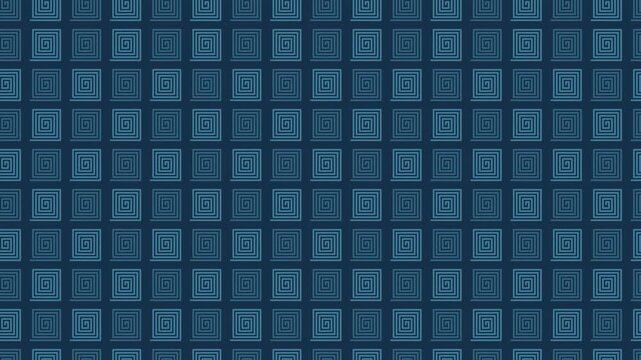 Blue japanese raimon thunder spiral pattern scrolling, oriental seamless loop background