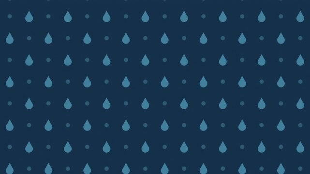 Blue raindrop pattern falling gently, rainy season seamless loop background