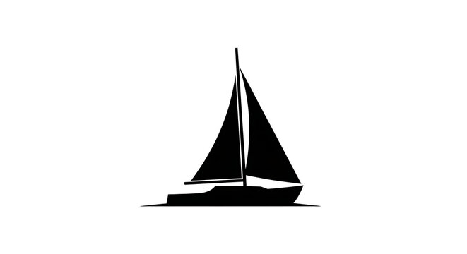 Black silhouette of a sailboat on the water