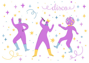 Fototapeta premium Hand-Drawn Retro Disco Party Vector Poster