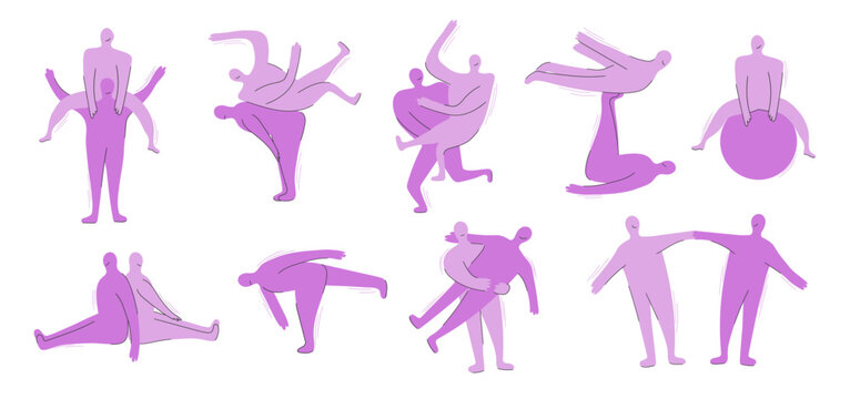 Hand-Drawn Dancing Fitness Yoga Vector Set