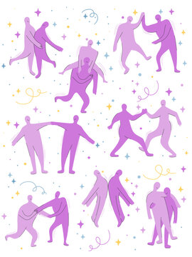 Hand-Drawn Pair Dancing Clipart Vector Set