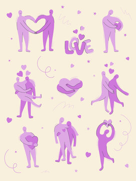 Hand-Drawn Romantic Couple Clipart Vector Set