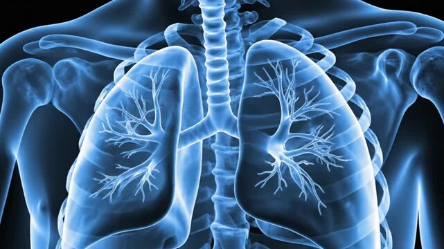 Detailed 3d view of human respiratory system and lungs