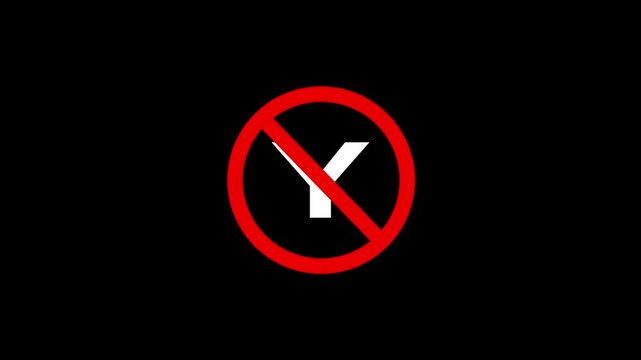 No right turn allowed traffic sign icon animation on black background representing road safety warning motion.