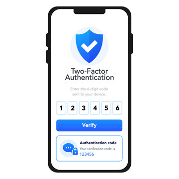 Two-factor authentication mobile screen. vector illustration