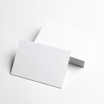 Blank white business card stack mockup, paper template for corporate identity branding, stationery presentation, clean document display
