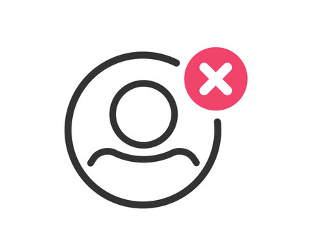 User account devline reject icon line stroke simple graphic vector, personal profile reject remove or block sign symbol pictogram, member blocked or disapproved ban clip art