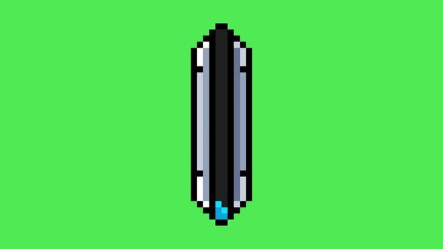 vertical blue indicator loop animation in pixel art style with green screen background