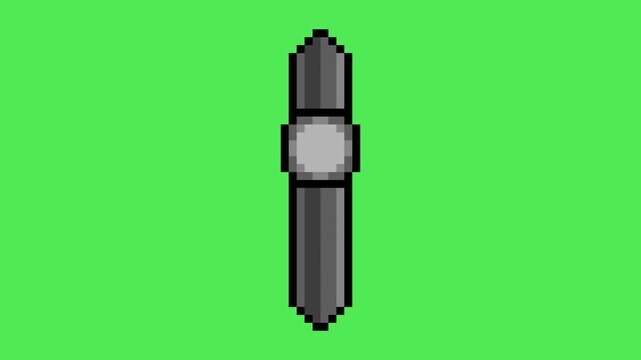 vertical iron slider option animation in pixel art style with green screen background