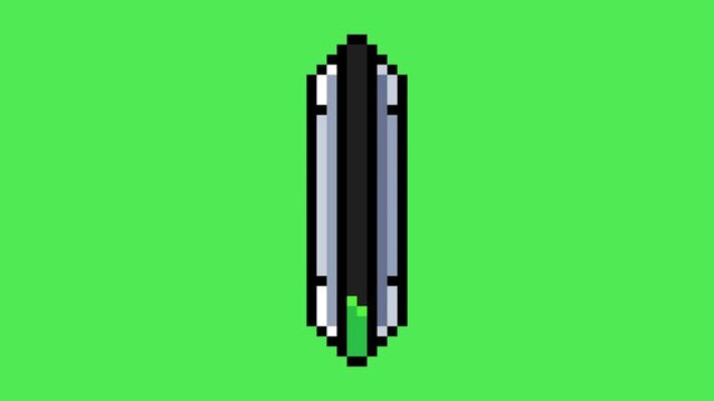vertical green indicator in pixel art style with green screen background