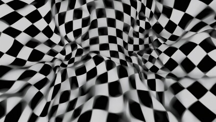 Obraz premium Textured Black and White Checkered Pattern Flowing in Curves