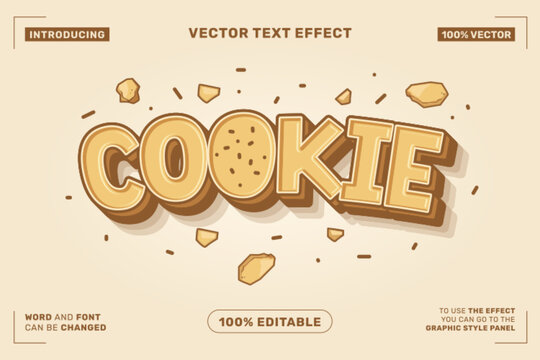 Editable Cookie Cartoon Text Effect Premium Vector Style